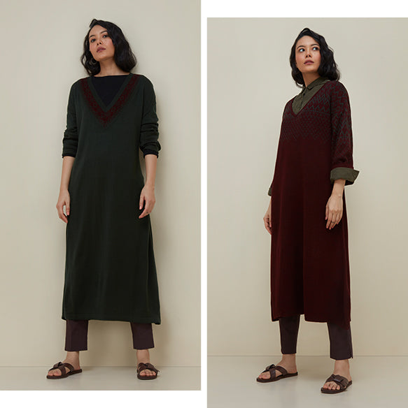 Warm Woolen Kurti Palazzo Set: Designer Winter Woolen Kurti with Plazo for  Women (color Rose quartz) : Amazon.in: Fashion